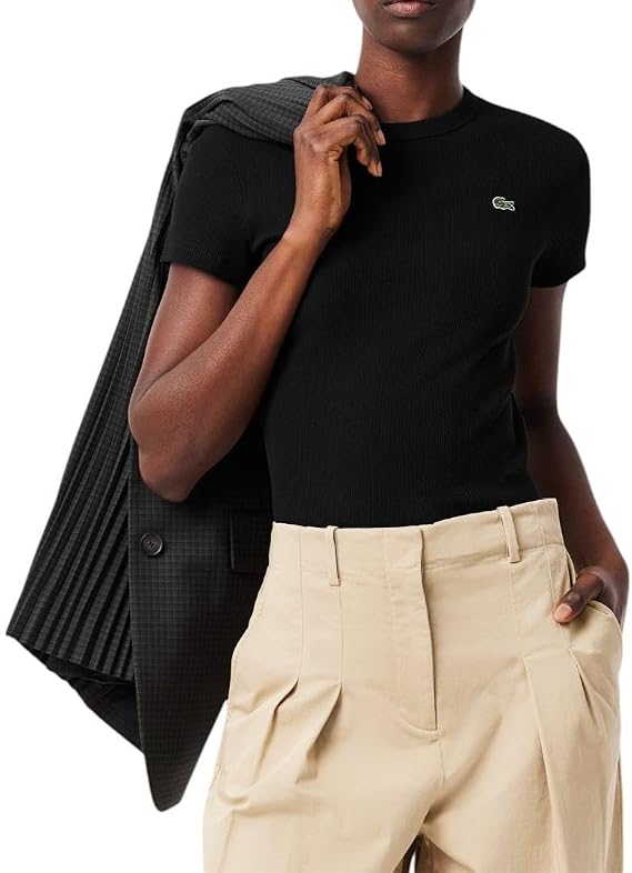 Lacoste Women's Ribbed Cotton T-Shirt
