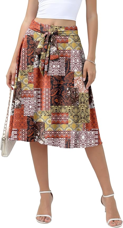 Women's High-Waisted A-Line Midi Skirt