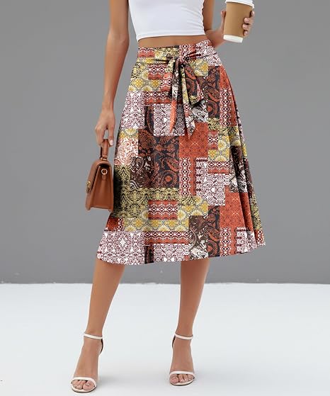 Women's High-Waisted A-Line Midi Skirt