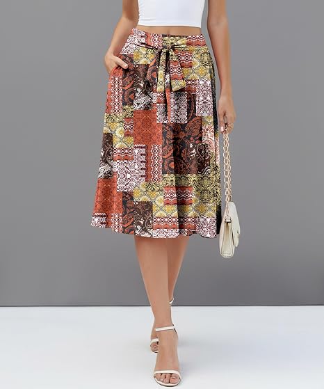 Women's High-Waisted A-Line Midi Skirt