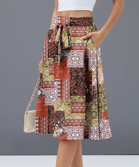 Women's High-Waisted A-Line Midi Skirt