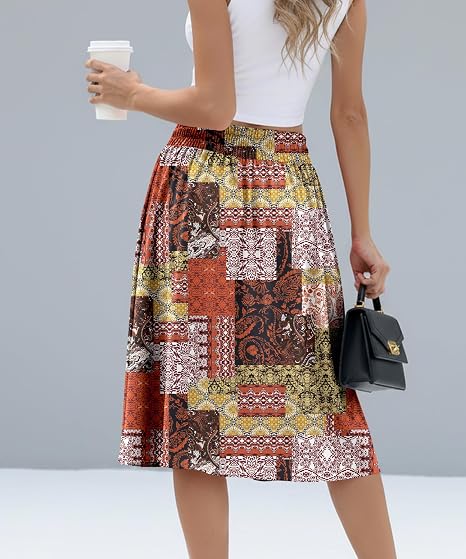 Women's High-Waisted A-Line Midi Skirt