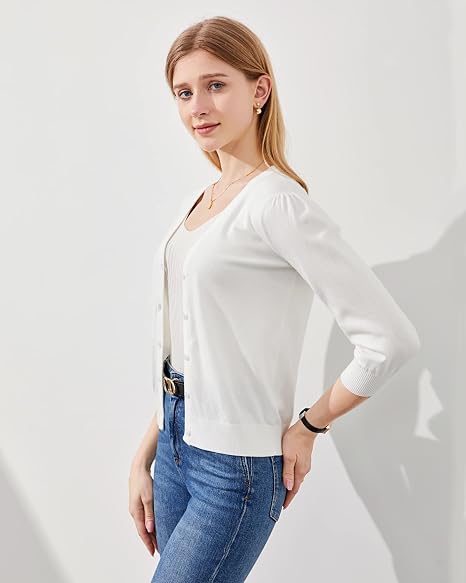 Women's Lightweight 3/4 Sleeve Knit Cardigan