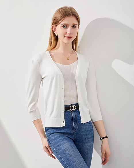 Women's Lightweight 3/4 Sleeve Knit Cardigan