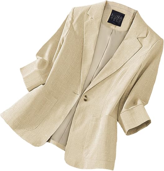 Mina Self Women's 3/4 Sleeve Linen Blazer