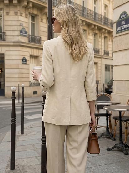 Mina Self Women's 3/4 Sleeve Linen Blazer