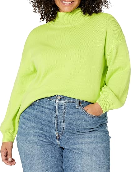 Women's Cotton Funnel-Neck Pullover Sweater