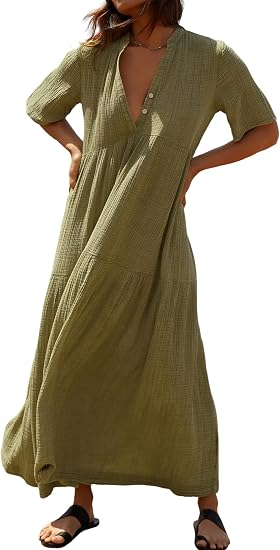 R.Vivimos Women's Cotton Flowy Maxi Dress