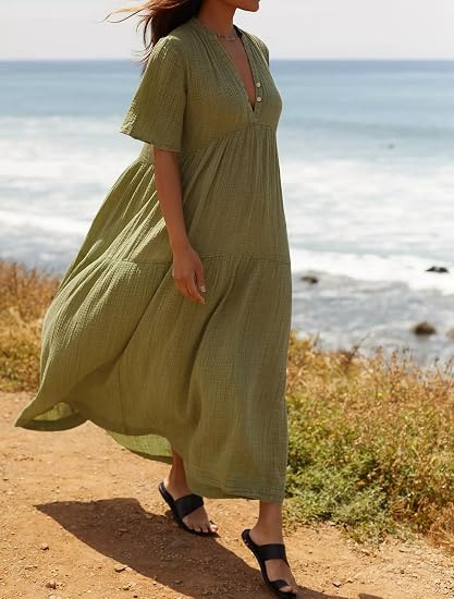 R.Vivimos Women's Cotton Flowy Maxi Dress