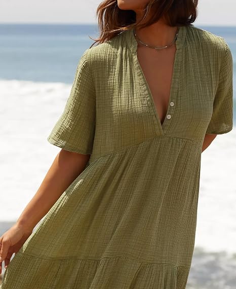 R.Vivimos Women's Cotton Flowy Maxi Dress