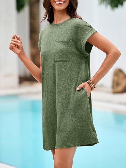 Wenrine Women's Summer T-Shirt Mini Dress