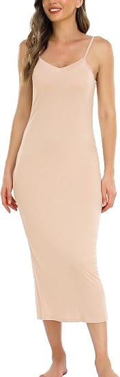 Vlazom Women's Soft Spaghetti Strap Slip Dress