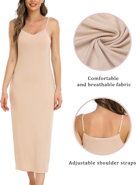 Vlazom Women's Soft Spaghetti Strap Slip Dress